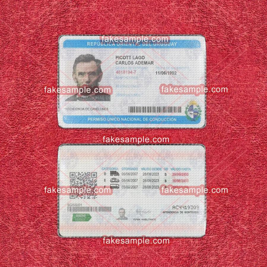 Uruguay Driver Licence Fake Template
